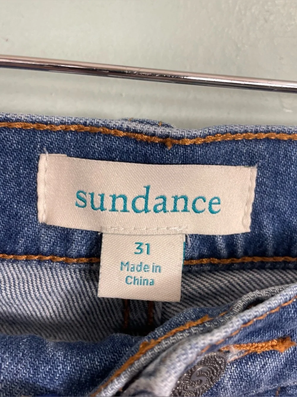 Sundance Embroidered Jeans Patch Work Floral Women Sz 31 Blue Straight Leg - Picture 8 of 10